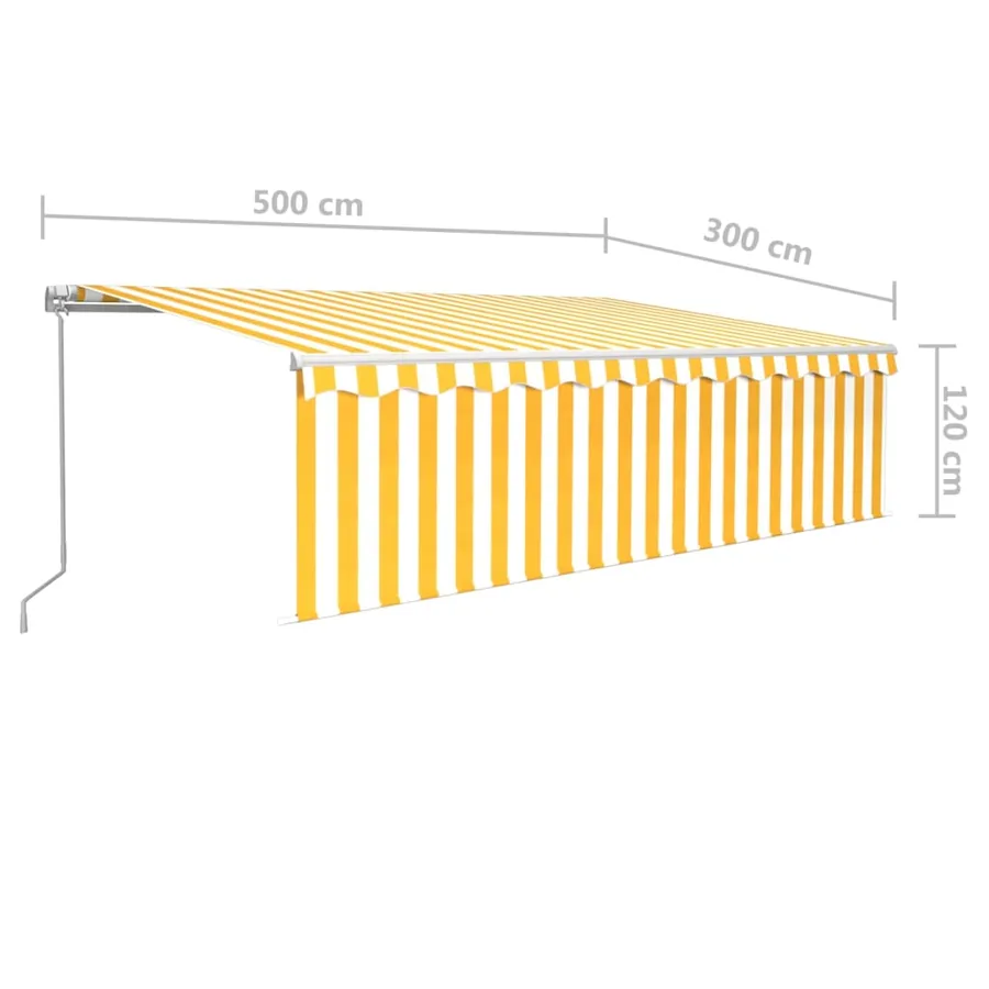 Auvent rétractable manuel avec store 5x3 m Jaune et blanc - 7