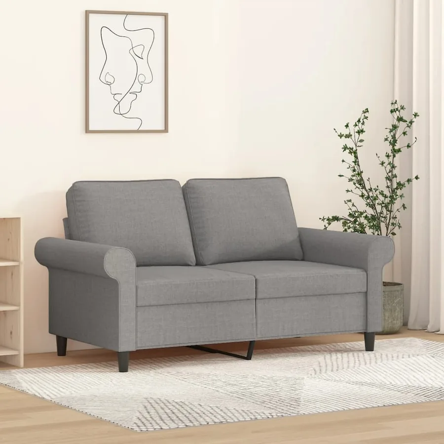 Canapé à 2 places Gris clair 120 cm Tissu