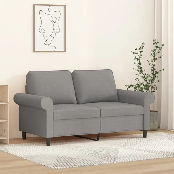 Canapé à 2 places Gris clair 120 cm Tissu