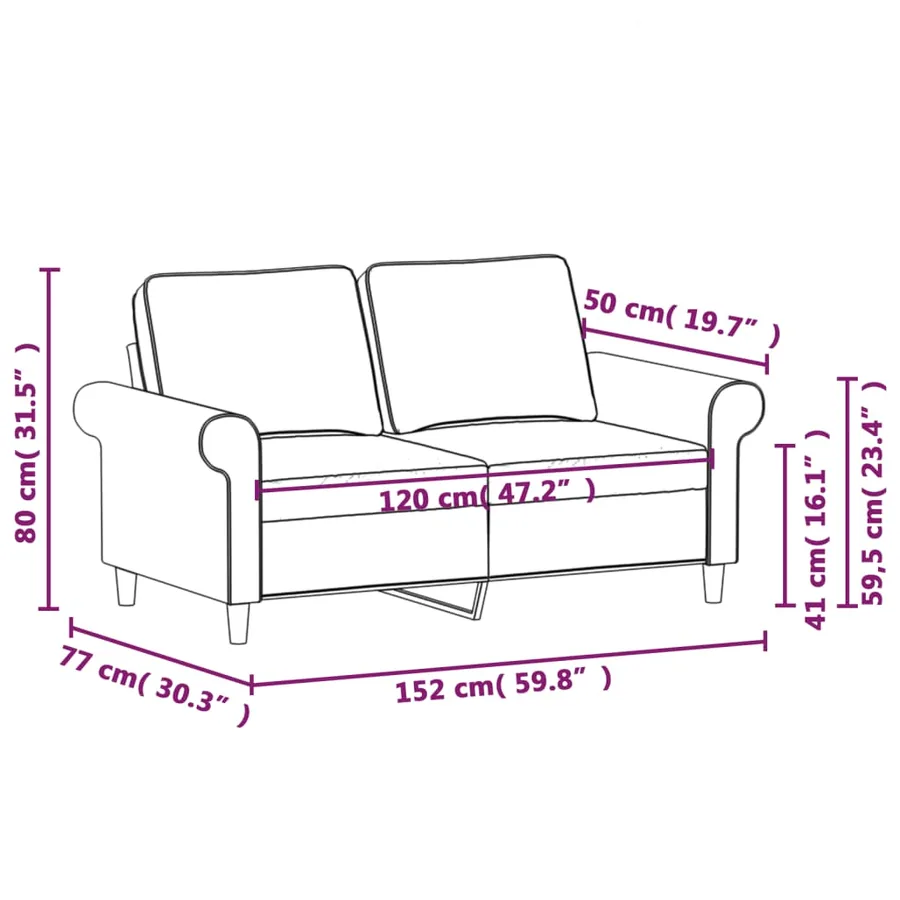 Canapé à 2 places Gris clair 120 cm Tissu - 8
