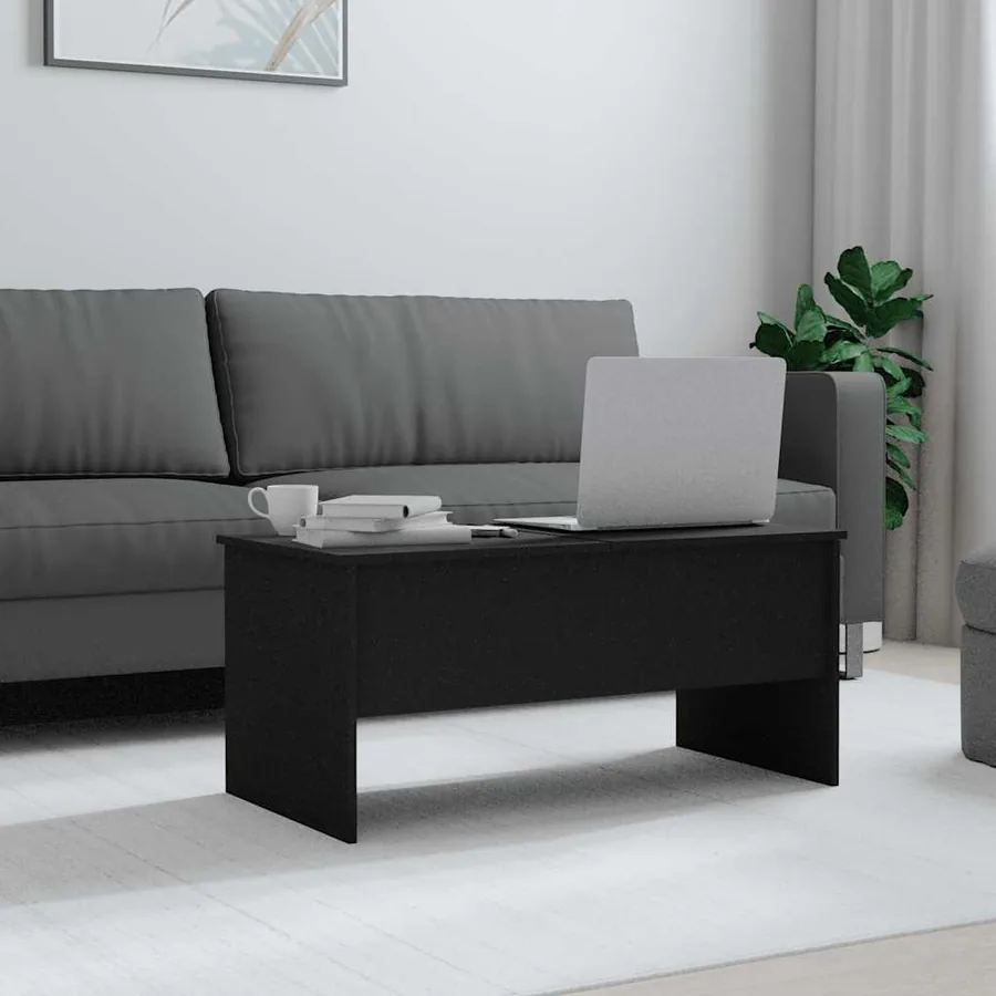 Table basse noir 102x50,5x46,5 cm bois d'ingénierie - 3