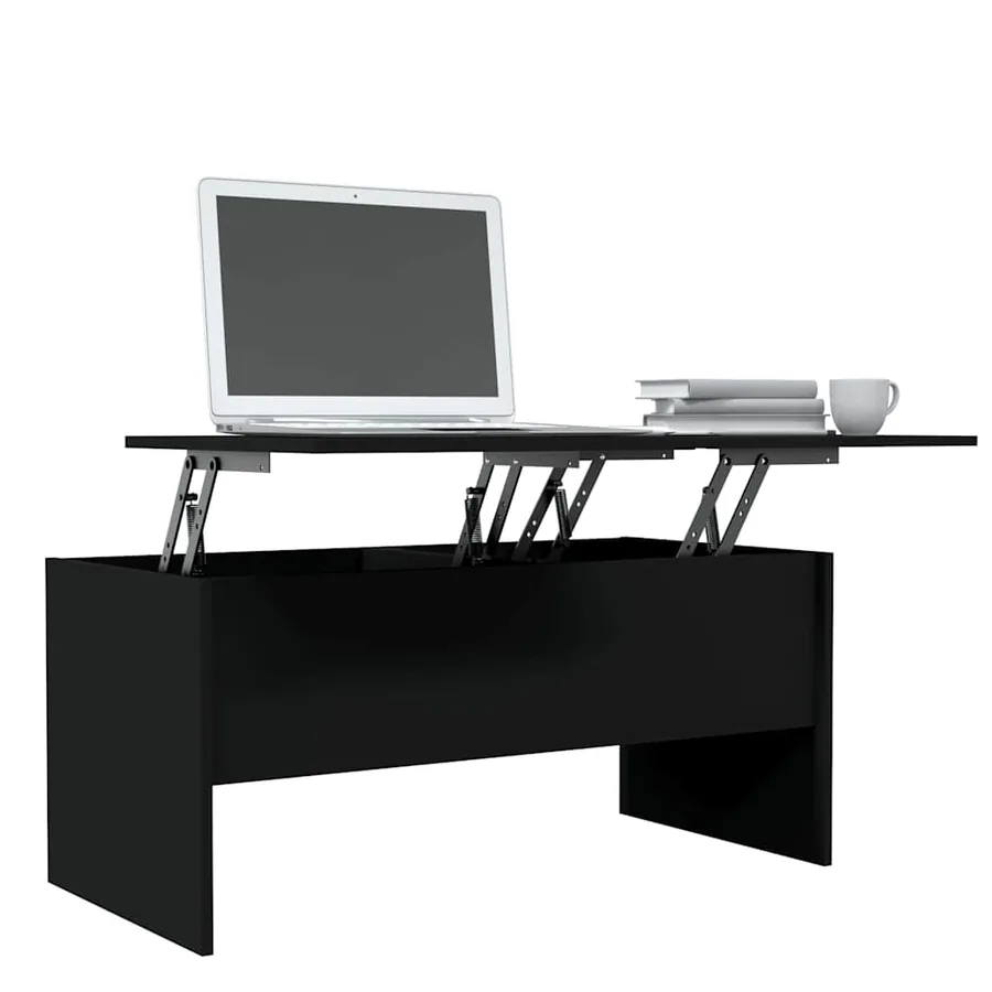 Table basse noir 102x50,5x46,5 cm bois d'ingénierie - 4