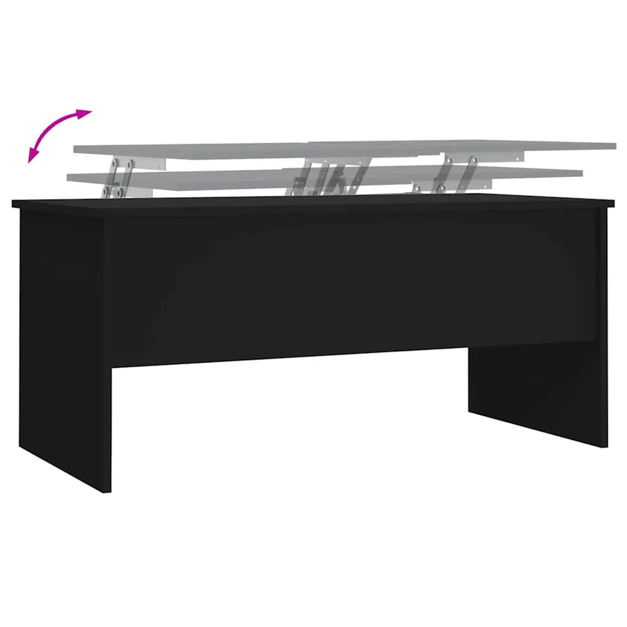 Table basse noir 102x50,5x46,5 cm bois d'ingénierie - 8