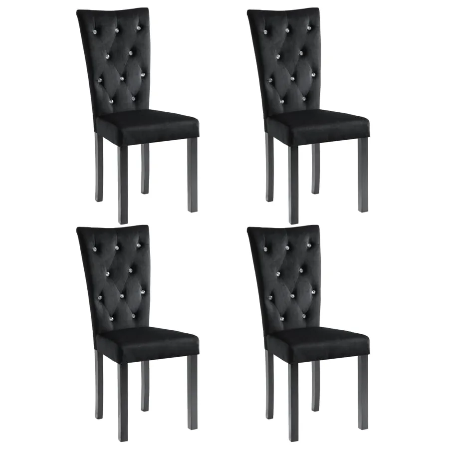 Chaises à manger lot de 4 Noir Velours - 2