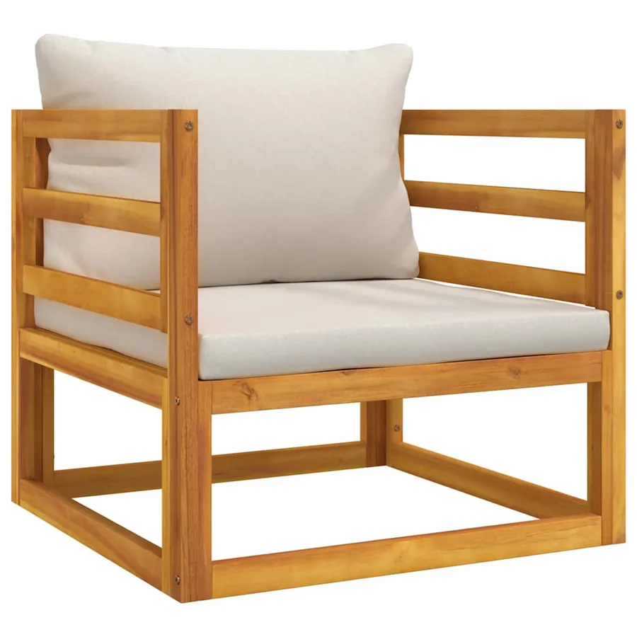 Chaise de jardin avec coussins gris clair bois massif d'acacia - 2