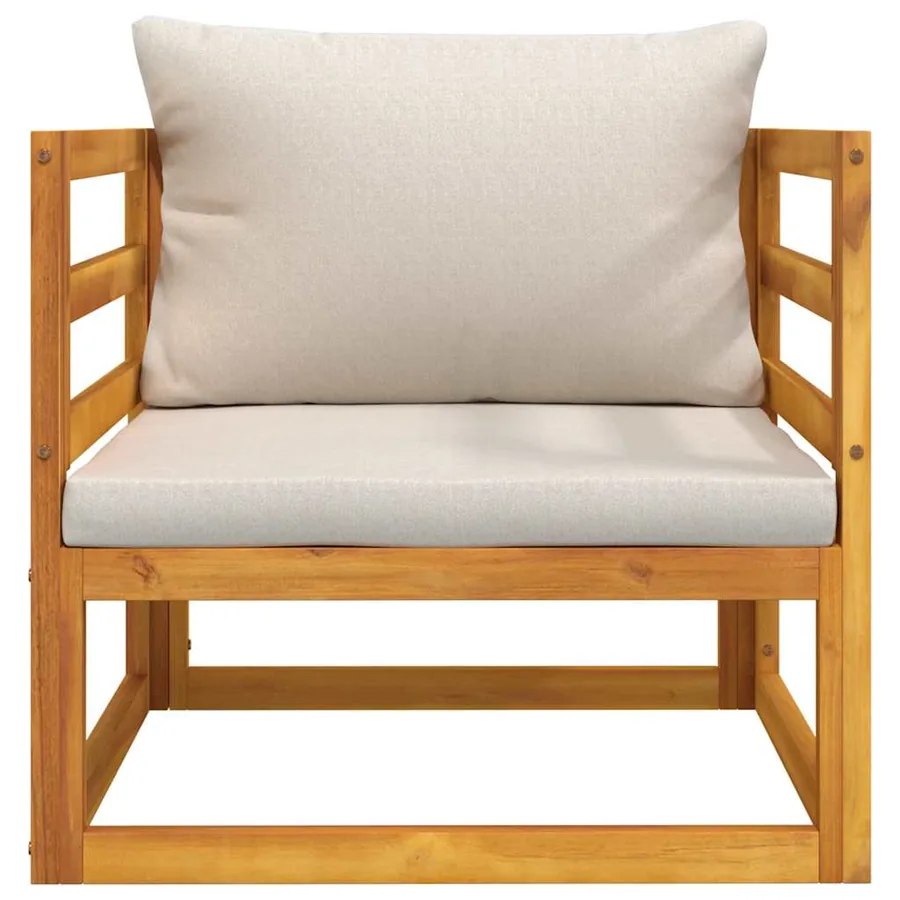 Chaise de jardin avec coussins gris clair bois massif d'acacia - 4