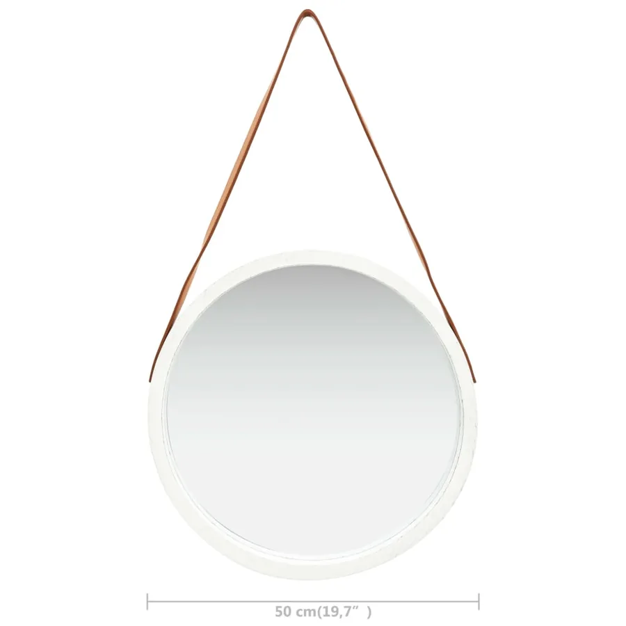 Miroir mural avec sangle 50 cm Blanc - 6