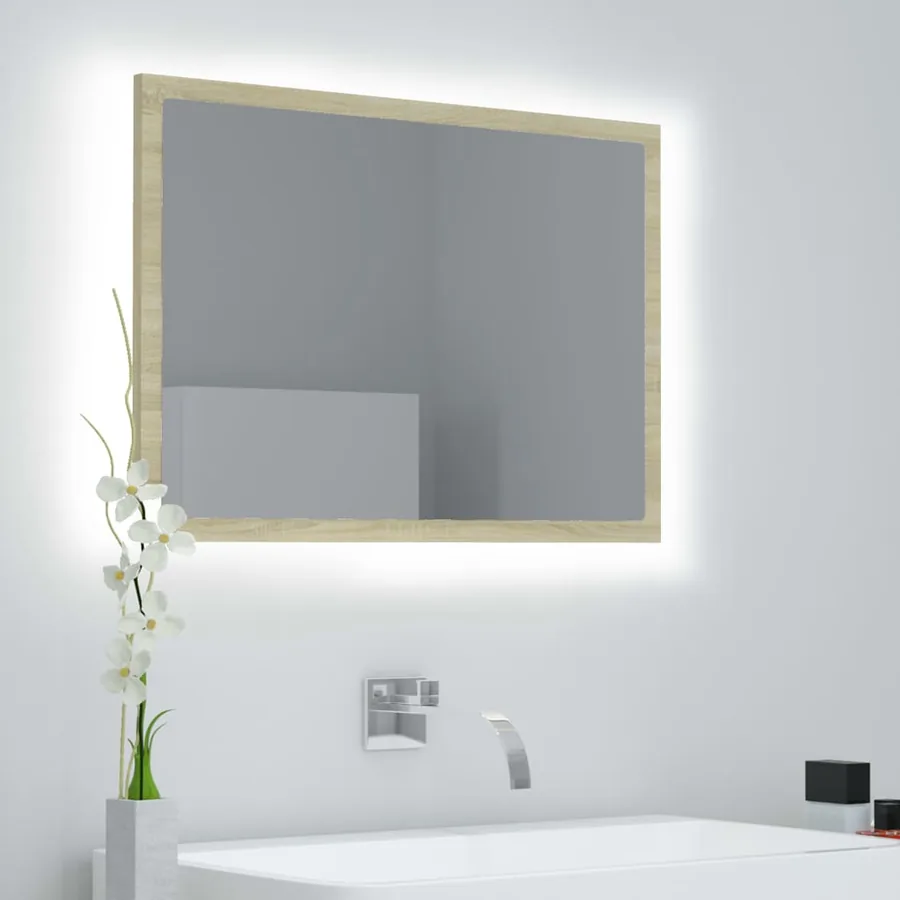 Miroir LED de salle de bain Chêne sonoma 60x8,5x37 cm Acrylique - 9