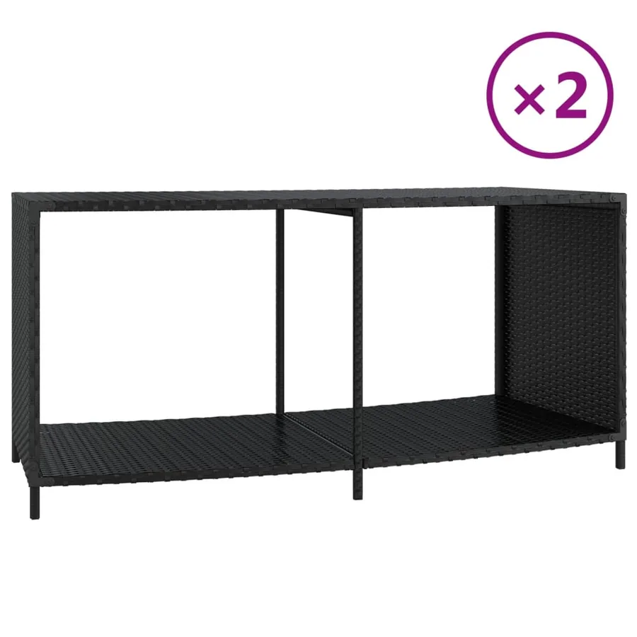 Étagères de rangement 2 pcs noir résine tressée - 2