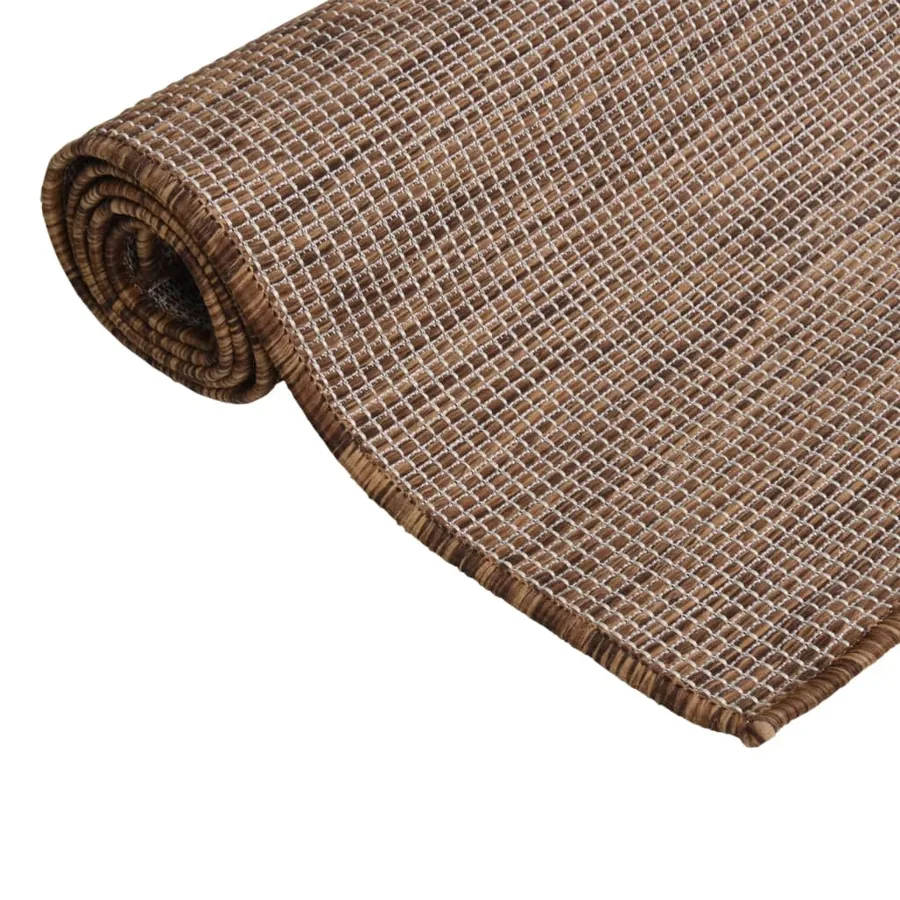 Tapis à tissage plat d'extérieur 80x150 cm Marron - 3