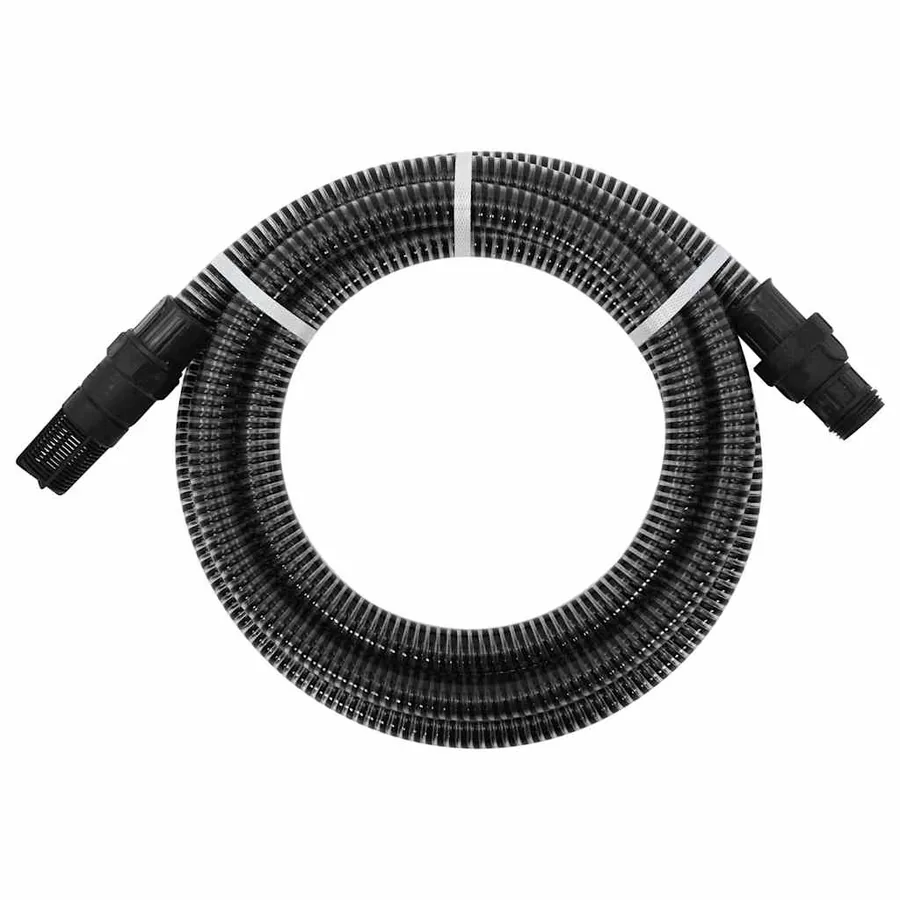 Tuyau d'aspiration avec raccords en PVC noir 1" 7 m PVC
