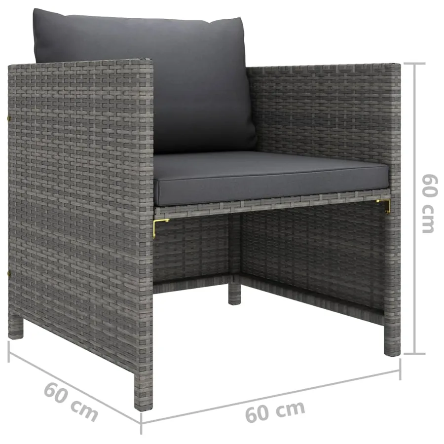 Salon de jardin 12 pcs avec coussins Résine tressée Gris - 11