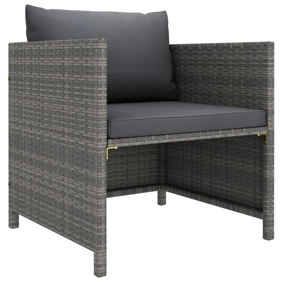 Salon de jardin 12 pcs avec coussins Résine tressée Gris - 7