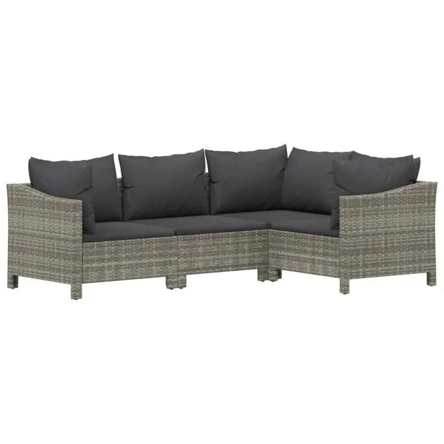 Salon de jardin 7 pcs avec coussins Gris Résine tressée - 5