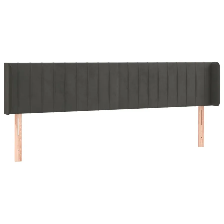 Tête de lit avec oreilles Gris foncé 203x16x78/88 cm Velours - 2