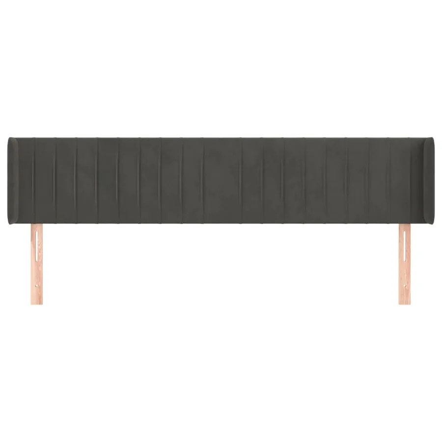 Tête de lit avec oreilles Gris foncé 203x16x78/88 cm Velours - 3