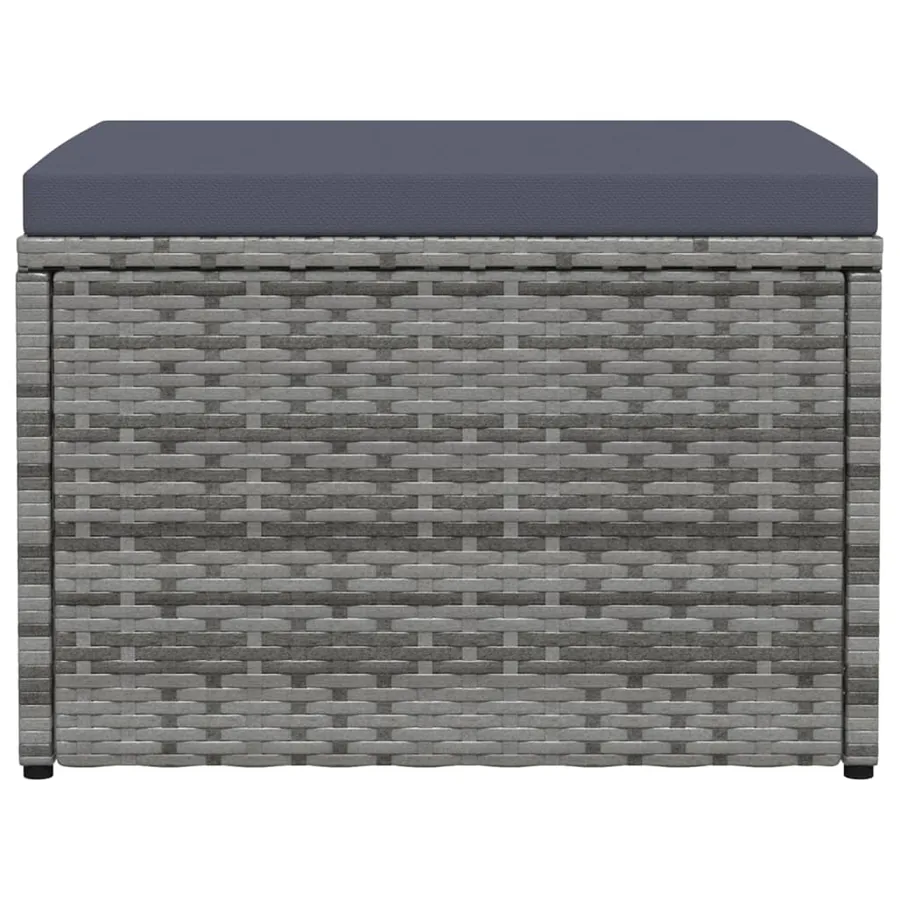 Tabouret de jardin avec coussin Gris Résine tressée - 2