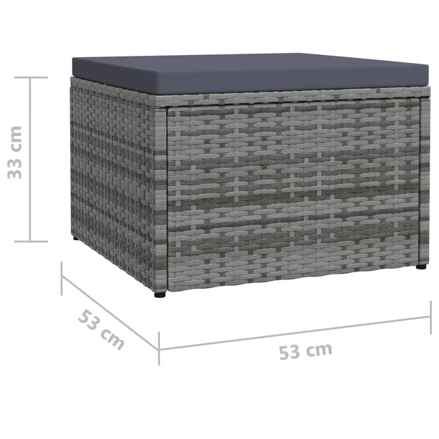 Tabouret de jardin avec coussin Gris Résine tressée - 6