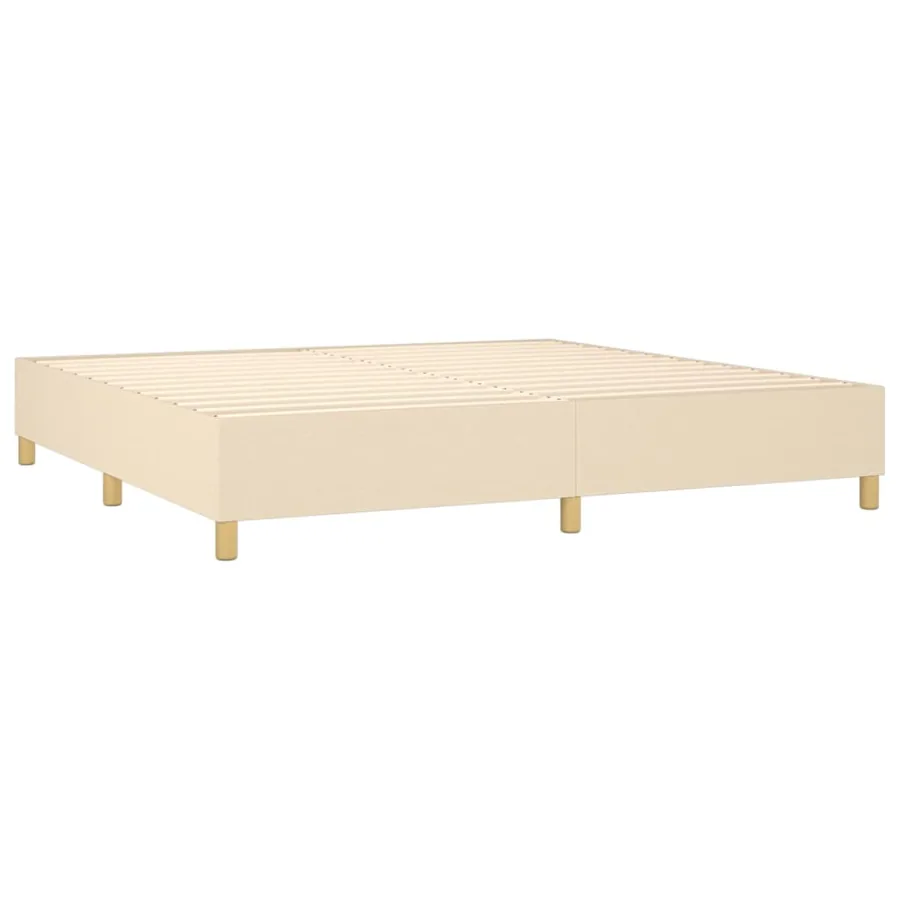 Sommier à lattes de lit avec matelas Crème 200x200 cm Tissu - 4