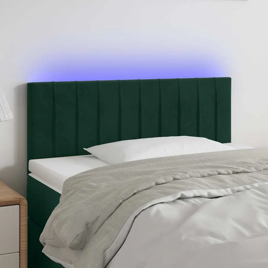 Tête de lit à LED Vert foncé 100x5x78/88 cm Velours