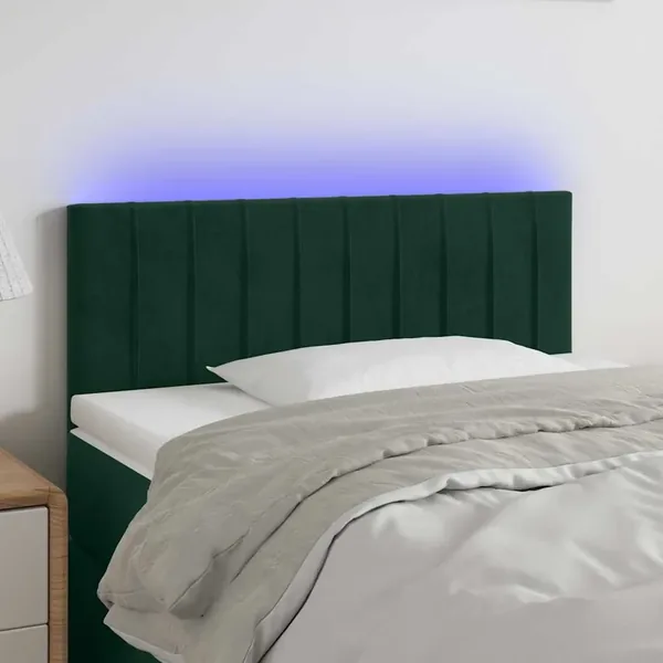Tête de lit à LED Vert foncé 100x5x78/88 cm Velours