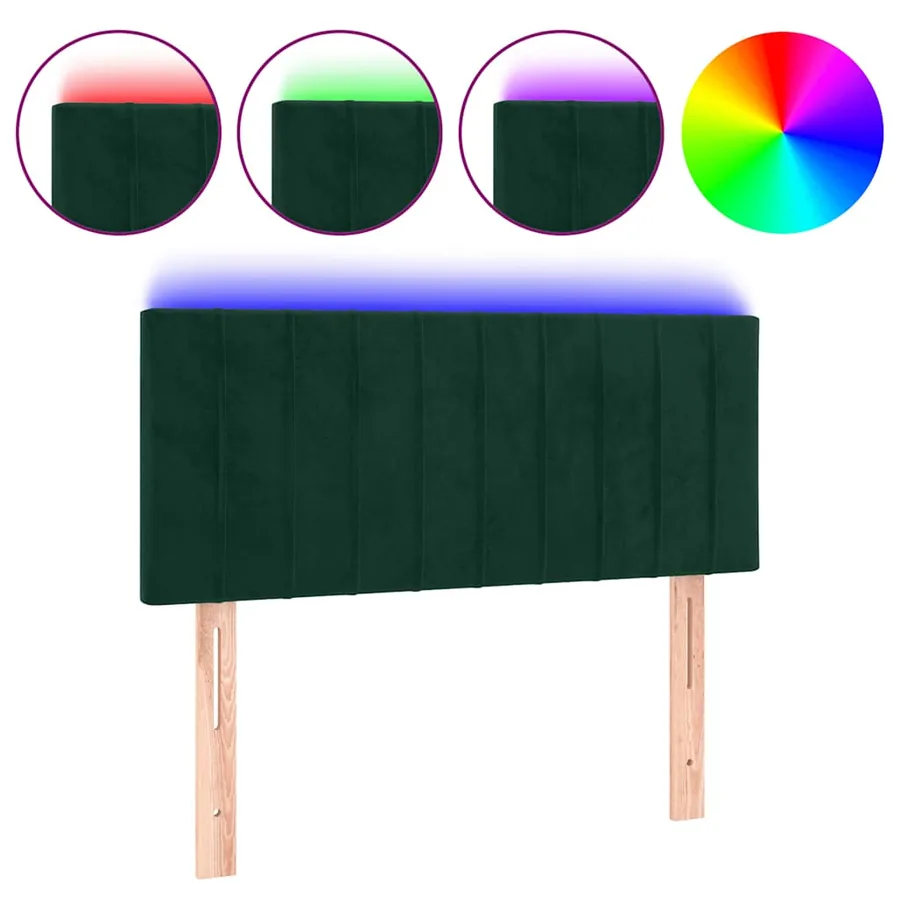 Tête de lit à LED Vert foncé 100x5x78/88 cm Velours - 2