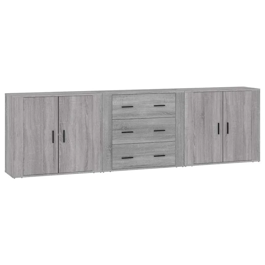 Buffets 3 pcs Sonoma gris Bois d'ingénierie - 2