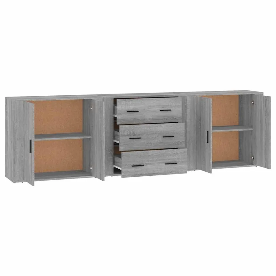 Buffets 3 pcs Sonoma gris Bois d'ingénierie - 5