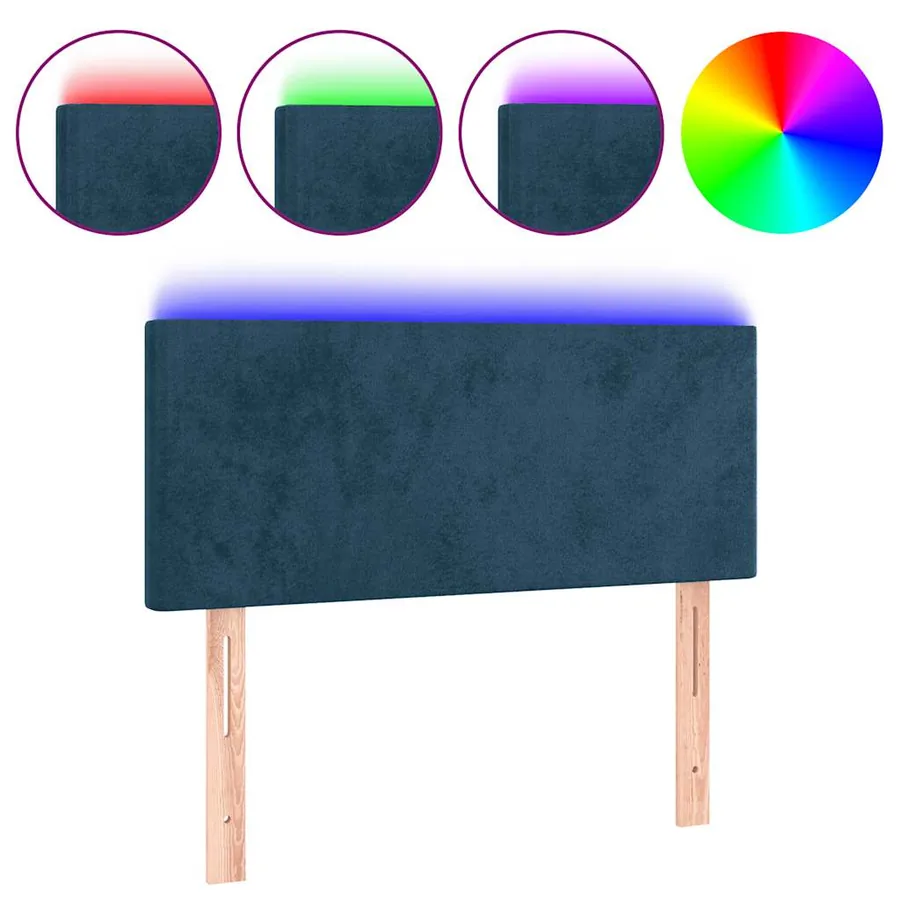 Tête de lit à LED Bleu foncé 90x5x78/88 cm Velours - 2