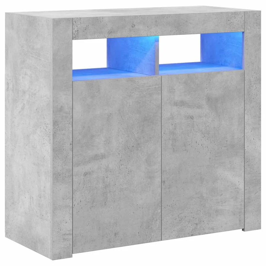 Buffet avec lumières LED gris béton 80x35x75 cm - 2