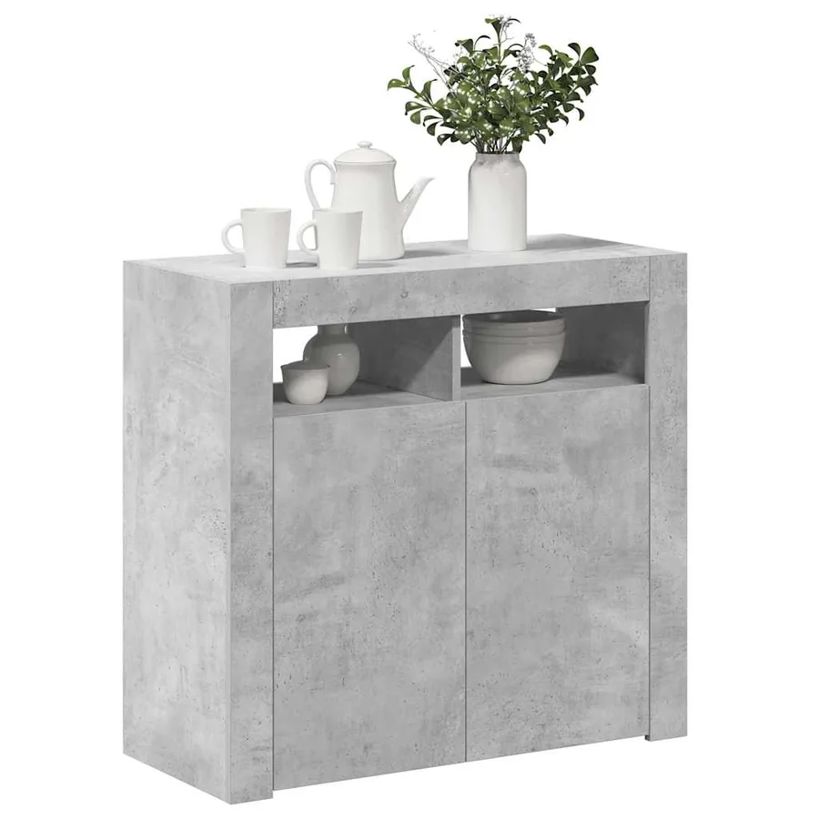 Buffet avec lumières LED gris béton 80x35x75 cm - 6