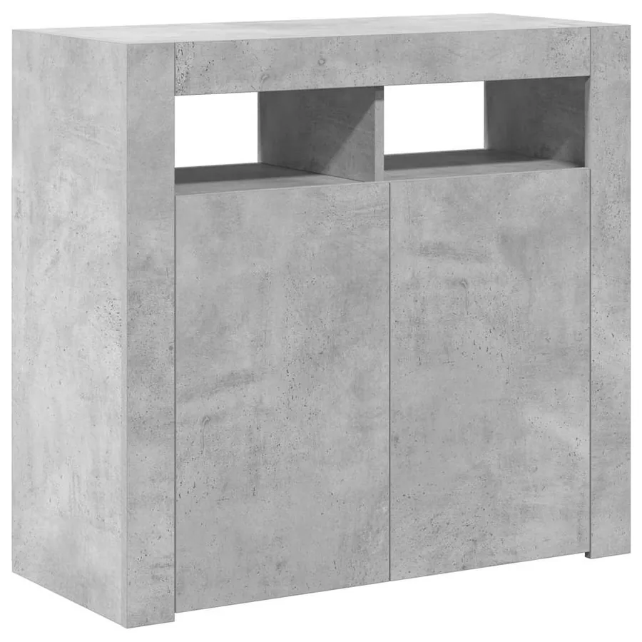 Buffet avec lumières LED gris béton 80x35x75 cm - 7