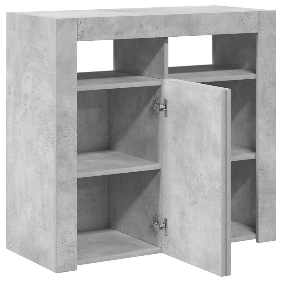 Buffet avec lumières LED gris béton 80x35x75 cm - 8