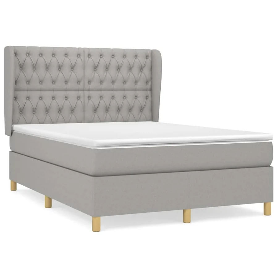 Sommier à lattes de lit avec matelas Gris clair 140x200cm Tissu - 2
