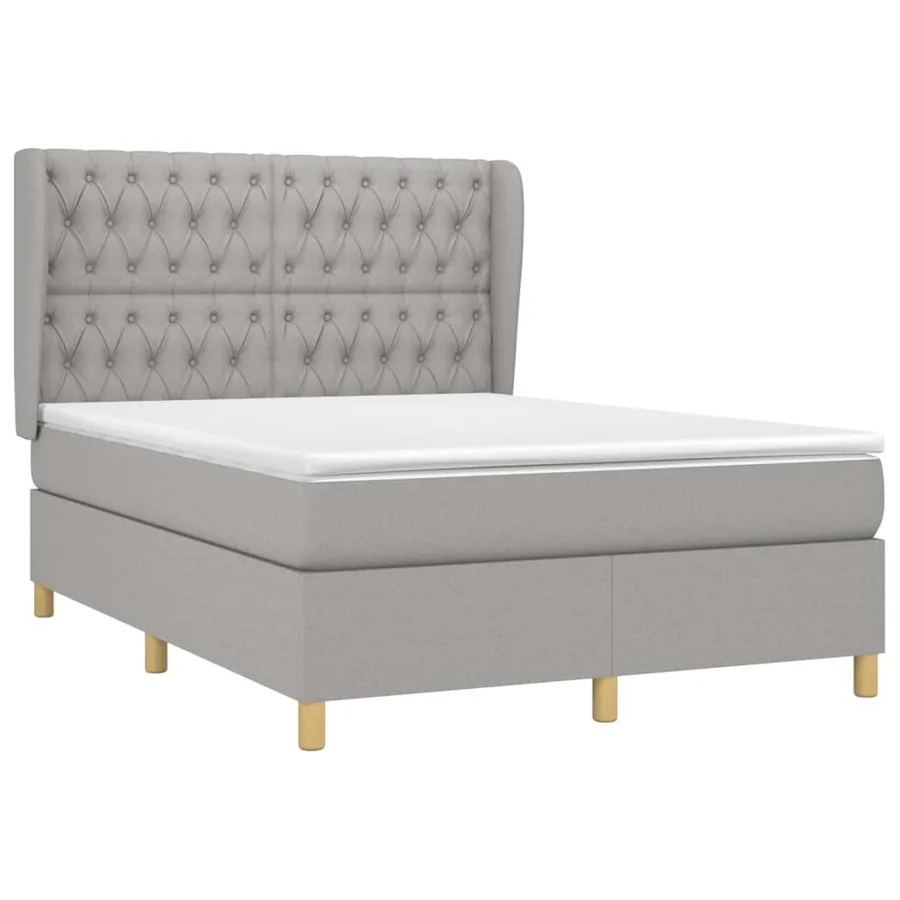 Sommier à lattes de lit avec matelas Gris clair 140x200cm Tissu - 3