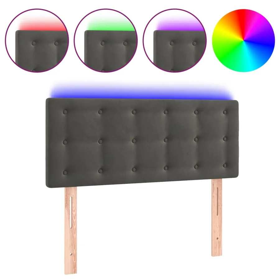 Tête de lit à LED Gris foncé 100x5x78/88 cm Velours - 2