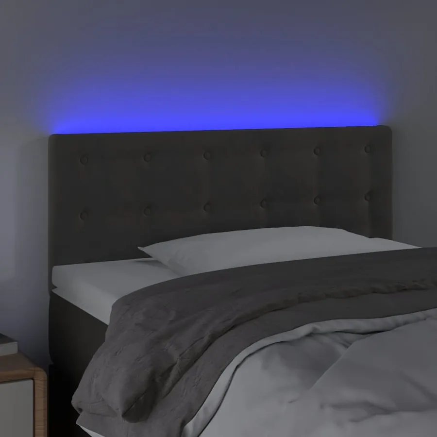 Tête de lit à LED Gris foncé 100x5x78/88 cm Velours - 3