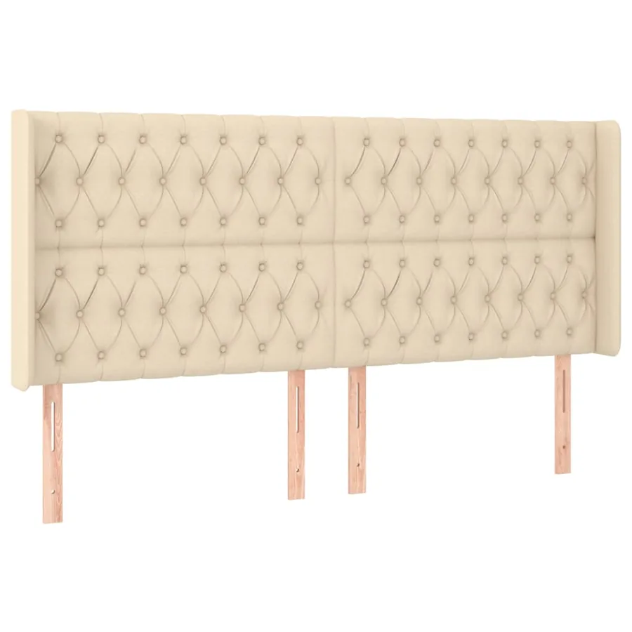 Tête de lit avec oreilles Crème 203x16x118/128 cm Tissu - 2