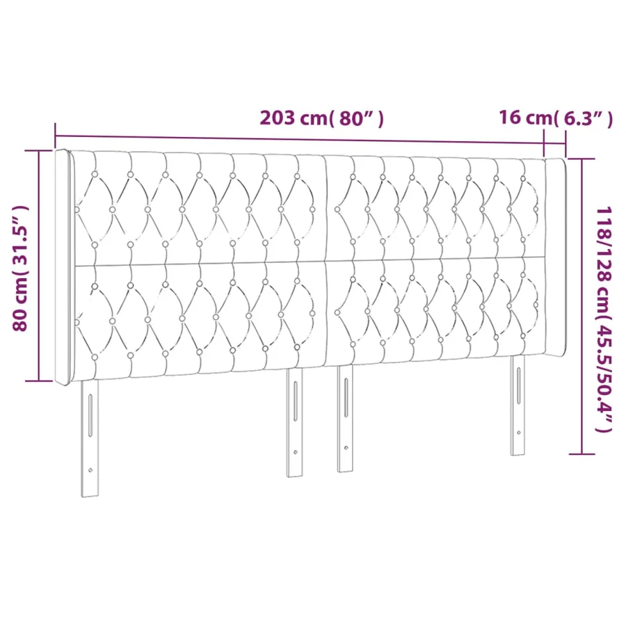 Tête de lit avec oreilles Crème 203x16x118/128 cm Tissu - 9