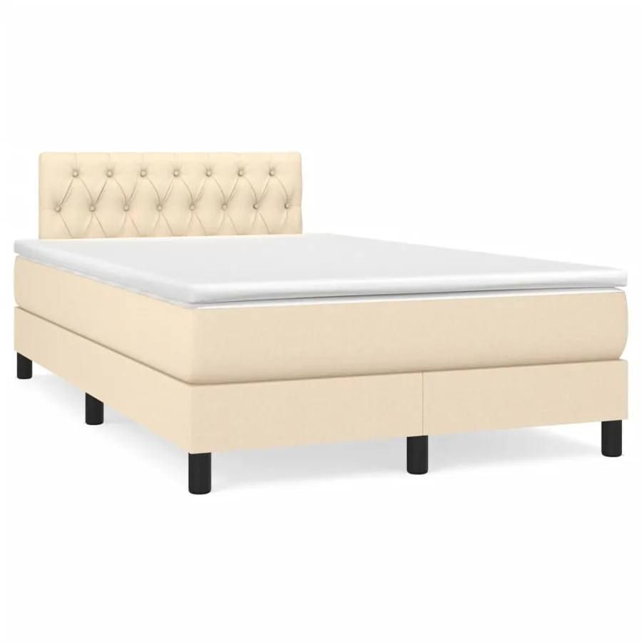 Sommier à lattes de lit avec matelas Crème 120x200 cm Tissu - 2
