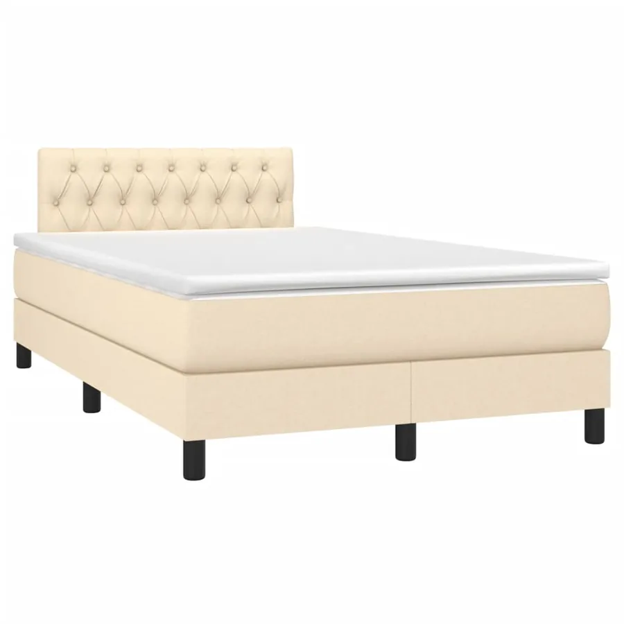 Sommier à lattes de lit avec matelas Crème 120x200 cm Tissu - 3