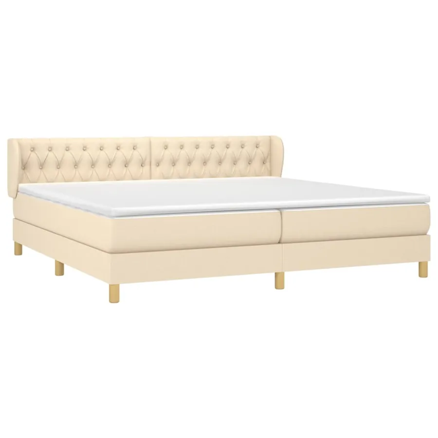 Sommier à lattes de lit avec matelas Crème 200x200 cm Tissu - 3