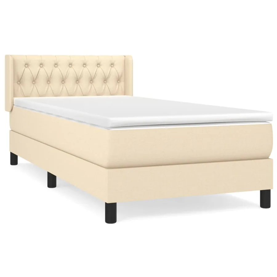 Sommier à lattes de lit avec matelas Crème 100x200 cm Tissu - 2