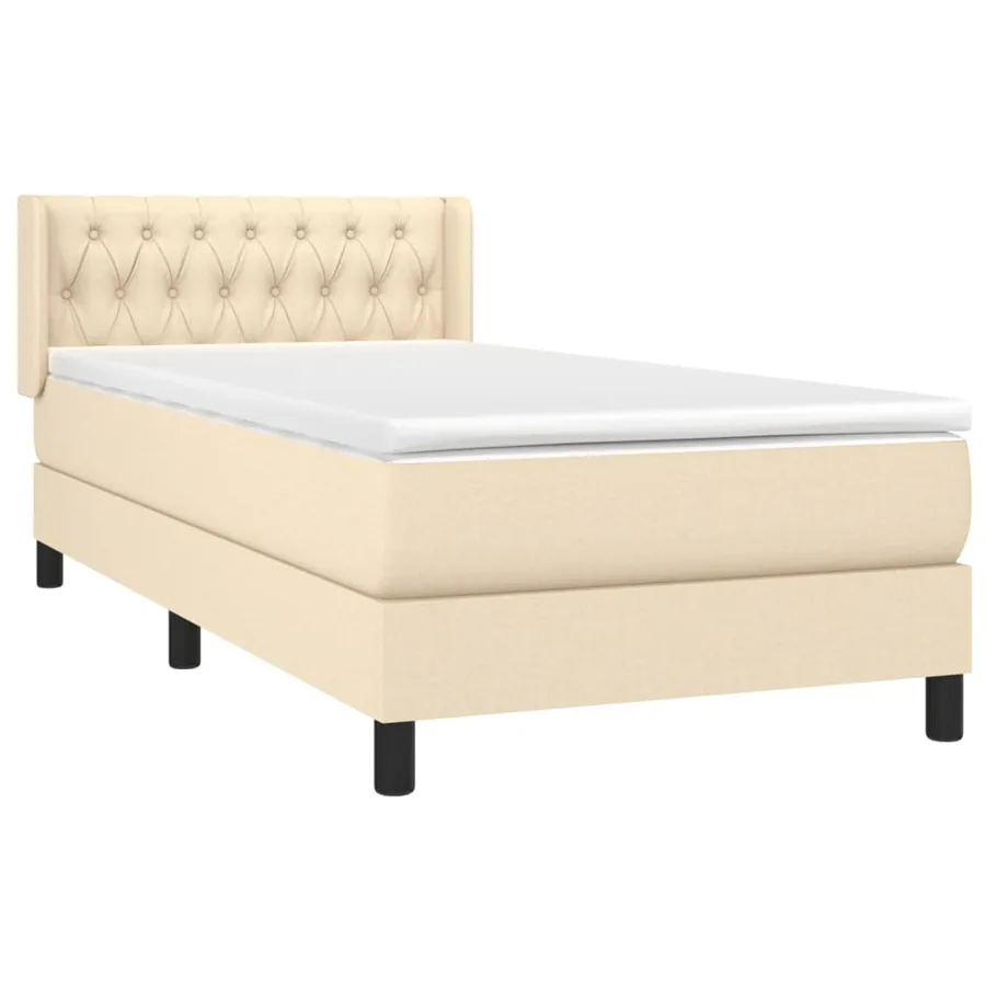 Sommier à lattes de lit avec matelas Crème 100x200 cm Tissu - 3