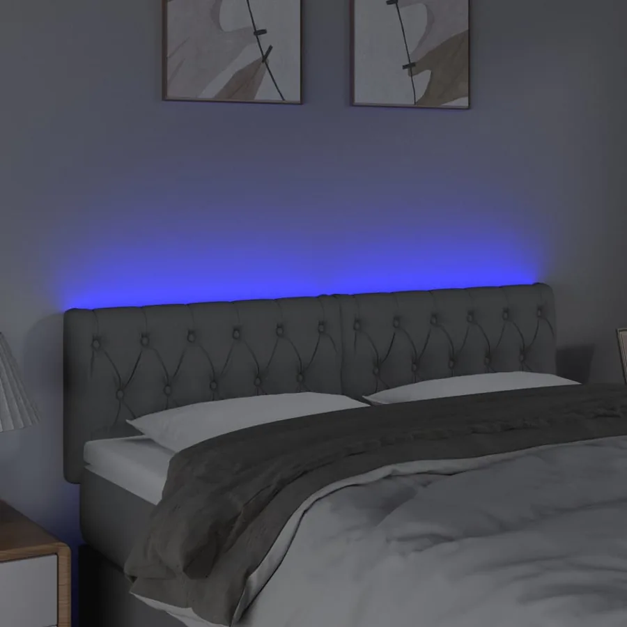 Tête de lit à LED Gris clair 144x7x78/88 cm Tissu - 3