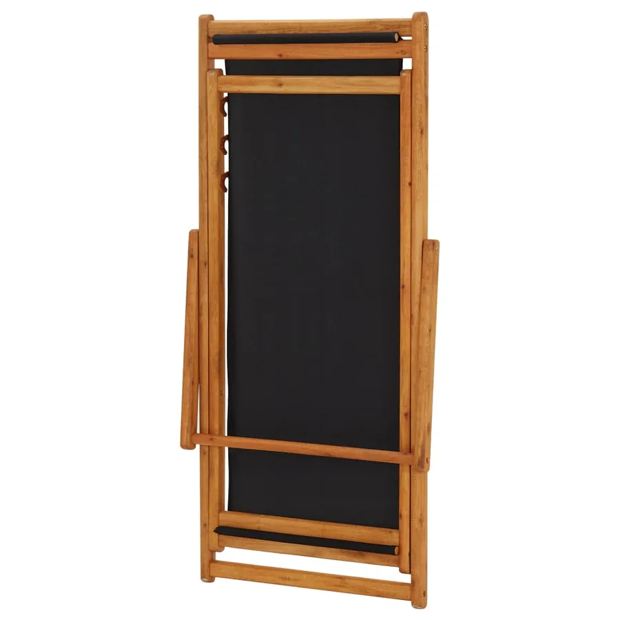 Chaise pliable de plage bois d'eucalyptus et tissu noir - 6