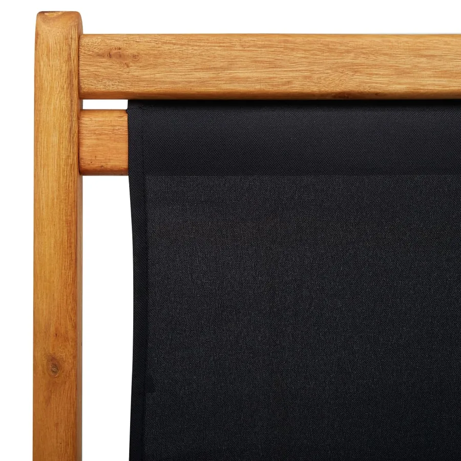 Chaise pliable de plage bois d'eucalyptus et tissu noir - 7