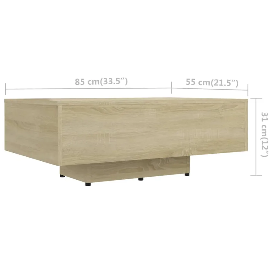 Table basse Chêne sonoma 85x55x31 cm Bois d'ingénierie - 6