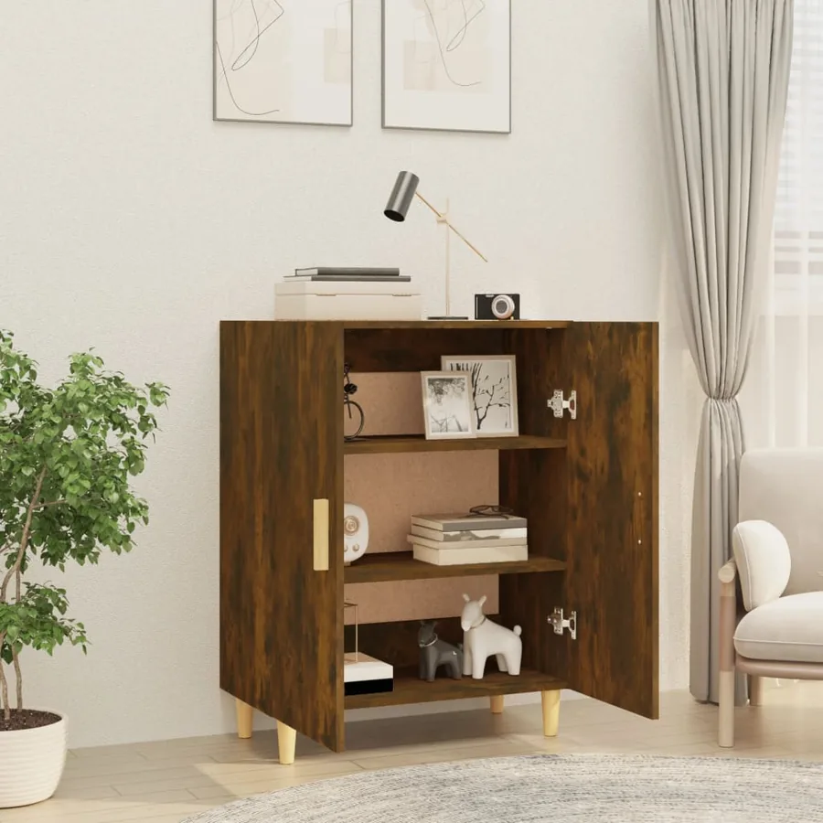 Buffet Chêne fumé 70x34x90 cm Bois d'ingénierie - 6