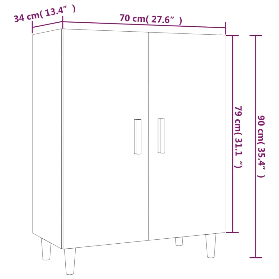 Buffet Chêne fumé 70x34x90 cm Bois d'ingénierie - 8
